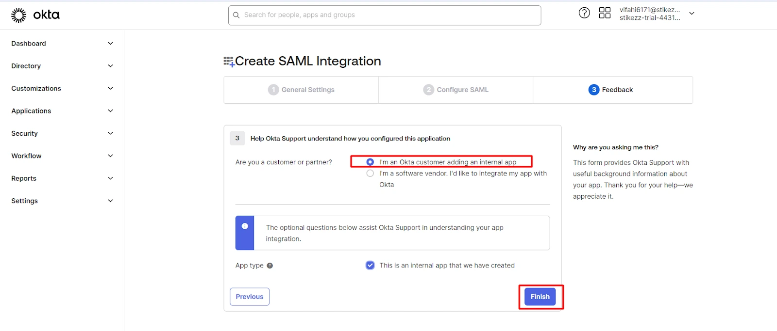 Okta WordPress Login With SAML SSO - Secure SAML SSO Setup 8 Select Internal App for WordPress Okta Single Sign-On