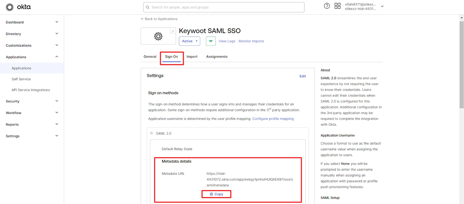 Okta WordPress Login With SAML SSO - Secure SAML SSO Setup 9 Copy SAML IDP Metadata URL for WordPress Okta SSO Setup
