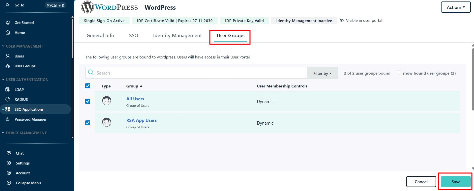 WordPress JumpCloud SSO: Complete Setup Guide for JumpCloud WordPress Single Sign-On 8 JumpCloud User Groups Tab - Navigate to User Groups section