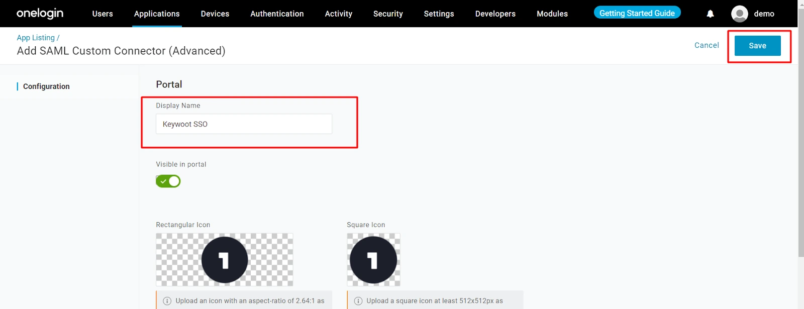 OneLogin SAML SSO WordPress: Complete Guide to Setup WordPress OneLogin Login 6 OneLogin Application Configuration - Enter display name and save SAML application settings