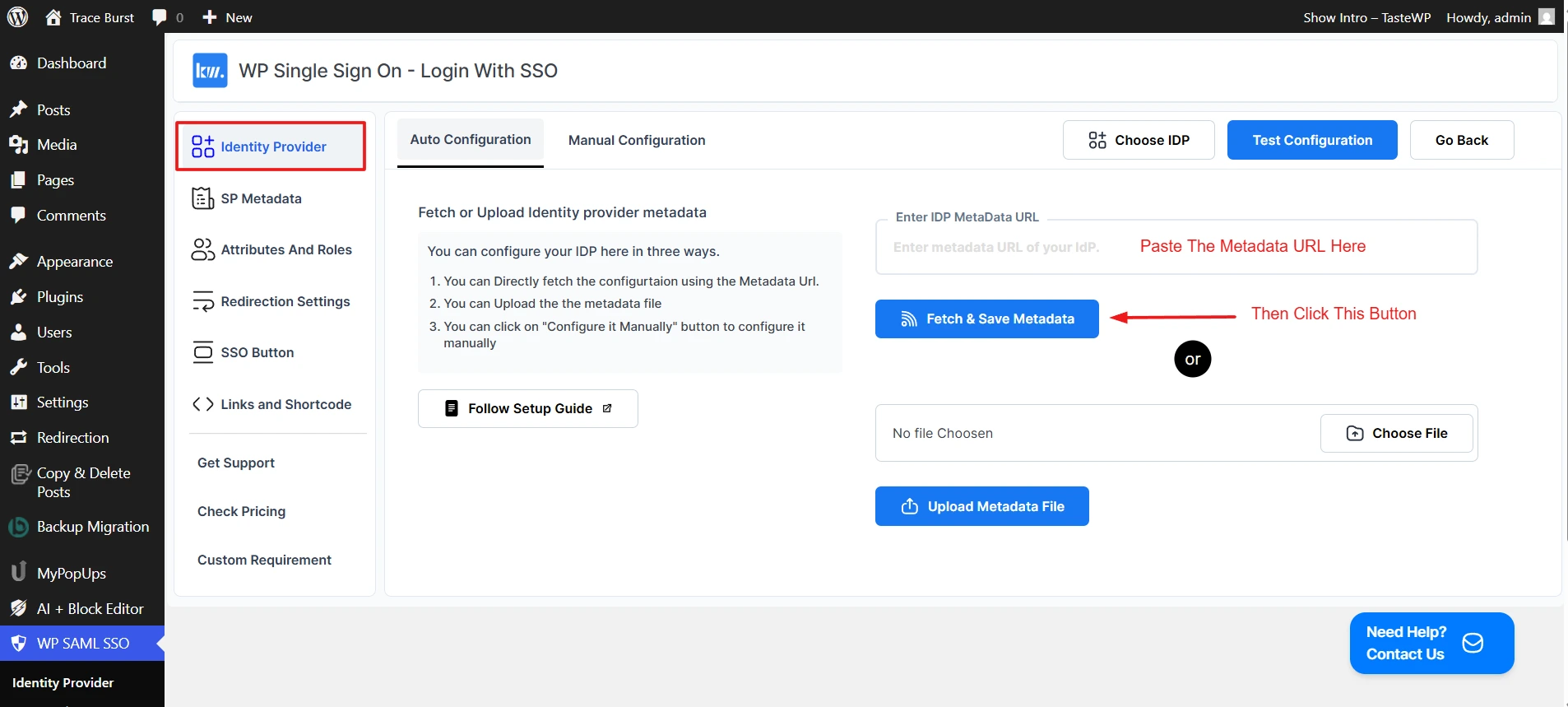 WordPress JumpCloud SSO: Complete Setup Guide for JumpCloud WordPress Single Sign-On 9 WordPress SAML Plugin Identity Provider Tab - Fetch JumpCloud metadata for SAML configuration